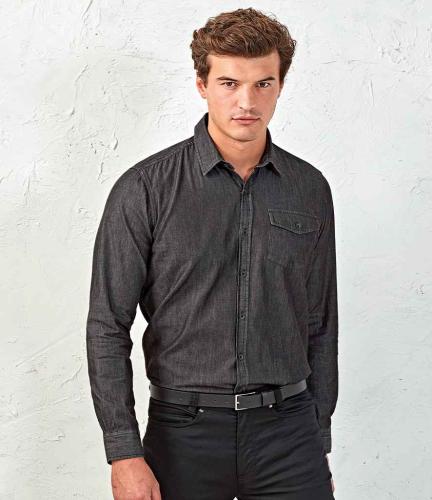 Premier Jeans Stitch Denim Shirt - Black denim - 3XL